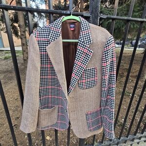 Rowing Blazers Tan and Black Plaid Blazer
